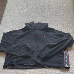 Aviator Nation Black cropped hoodie with lightning accents